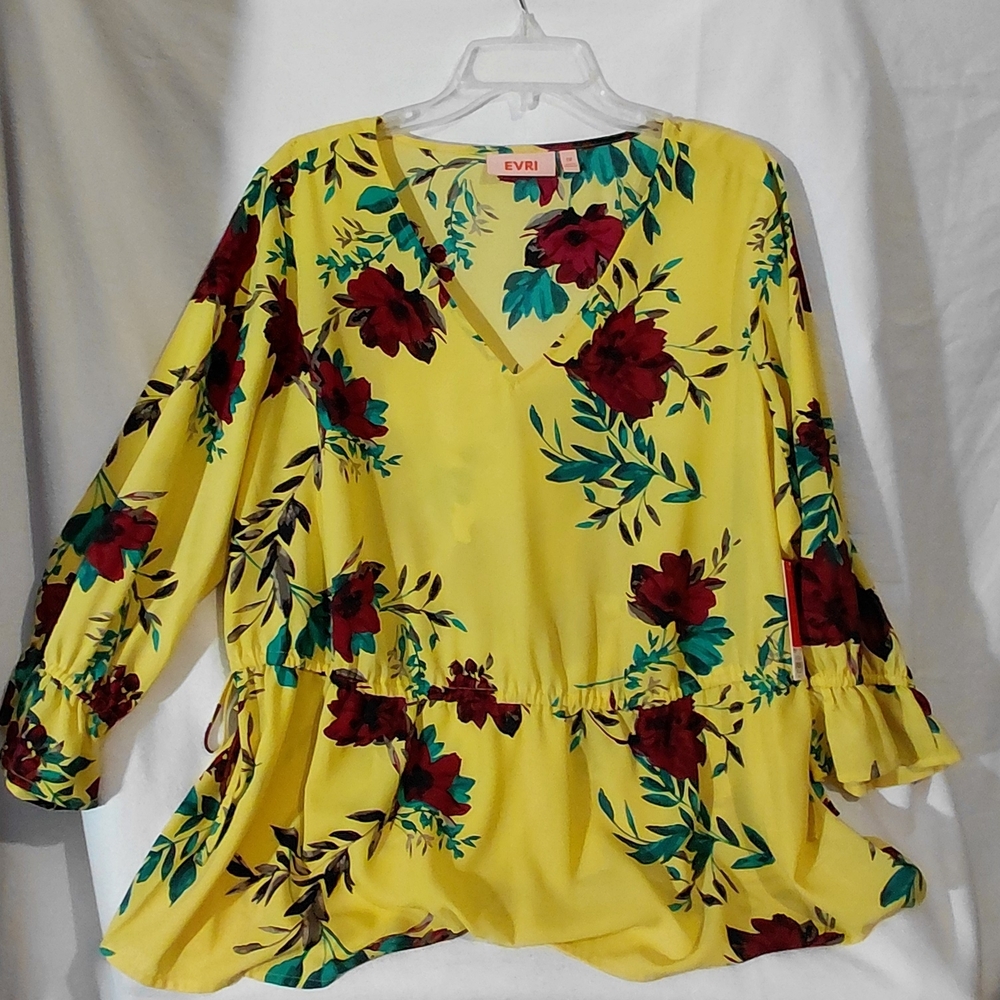 EVRI Women's Vibrant Yellow Floral Top